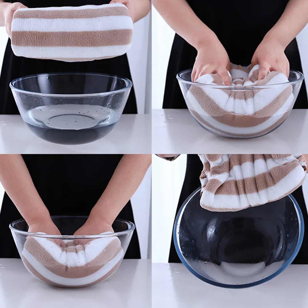 1PC Stripes Absorbent Microfiber Quick Drying Soft Bath Towel Set