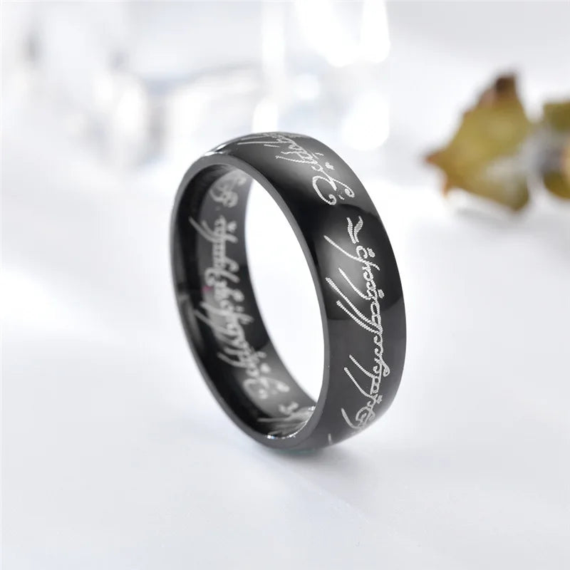 6MM Stainless Steel Laser Engraving Exquisite Couples Wedding Ring, Men and Women