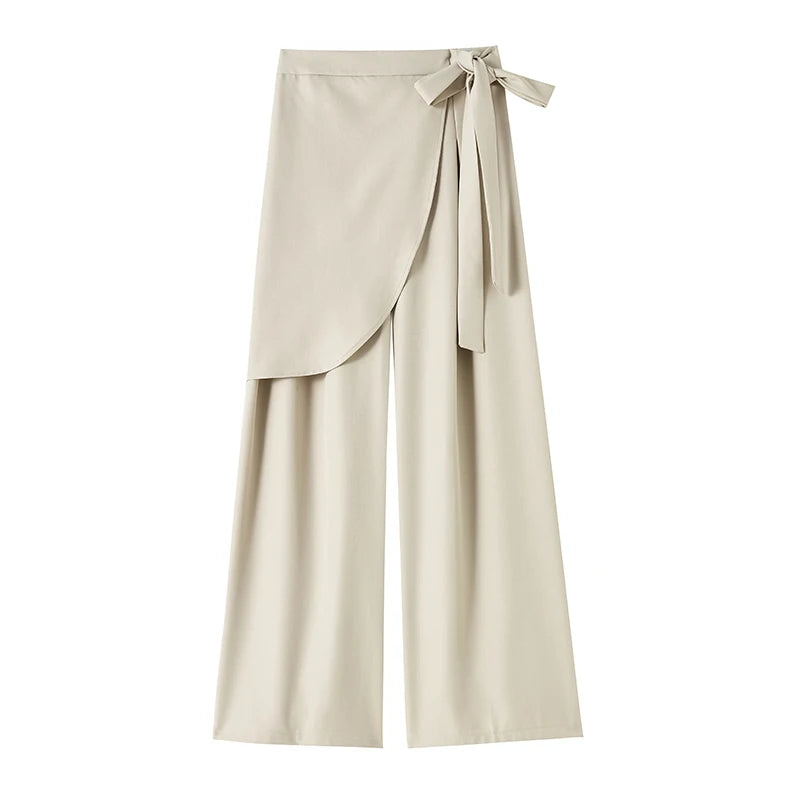 High Waist Autumn Elegant Irregular Wide Leg Pants for Women