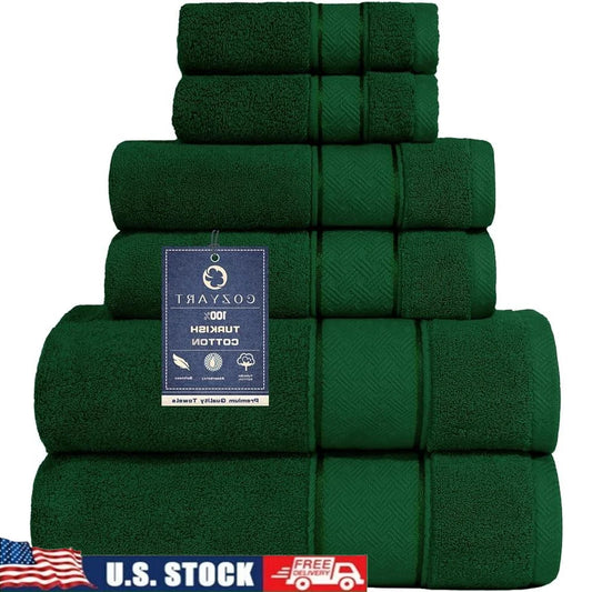 Luxury 6 Piece Turkish Cotton Bath Towel Set Soft Absorbent Quick Dry