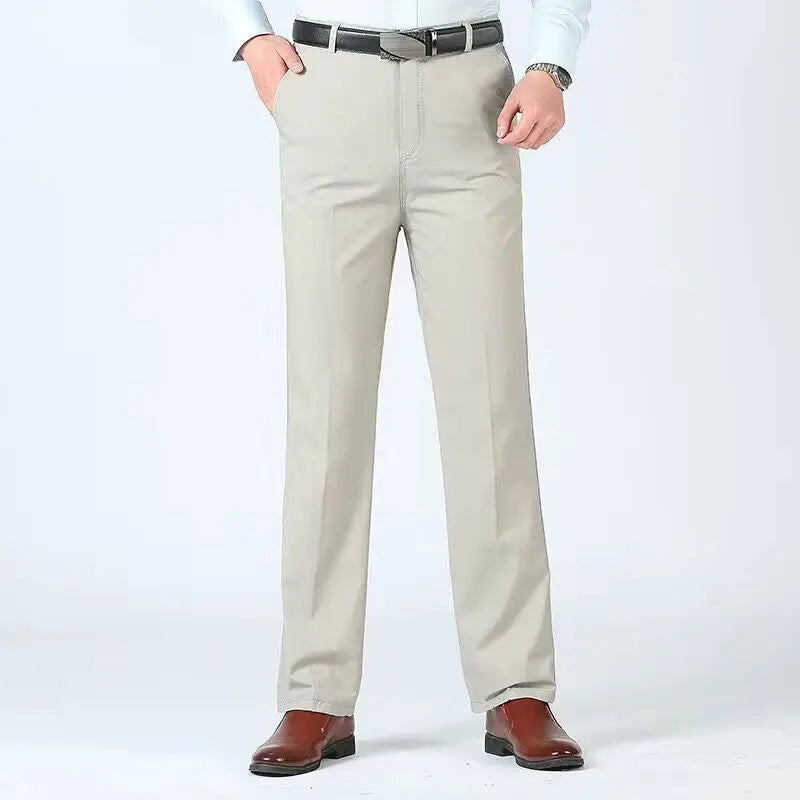 Summer Autumn Thick 100% Cotton Straight Leg Men's Pants