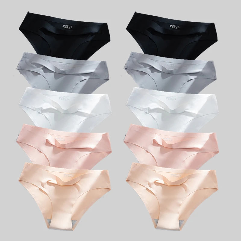 10PCS/Set Seamless women's Comfortable Underwear Silk Satin Breathable