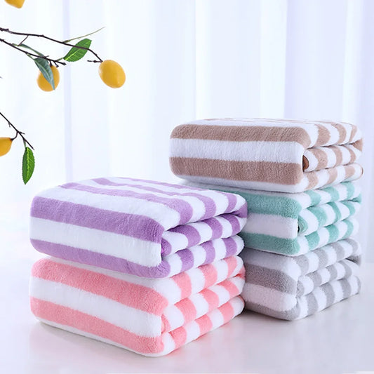 1PC Stripes Absorbent Microfiber Quick Drying Soft Bath Towel Set