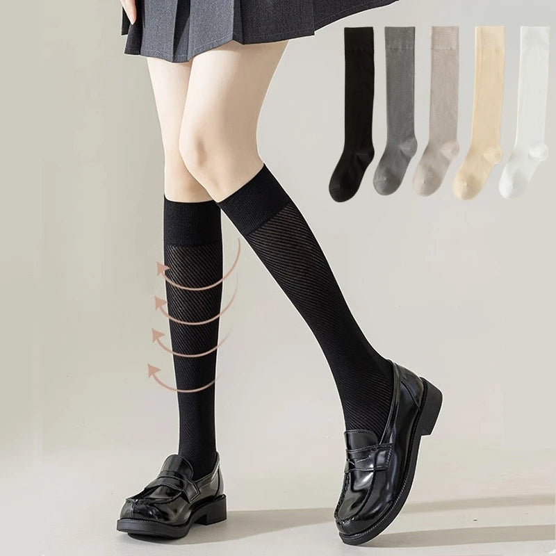 1 Pair High-quality Women's Long Tube Summer Cool Mid Calf Socks