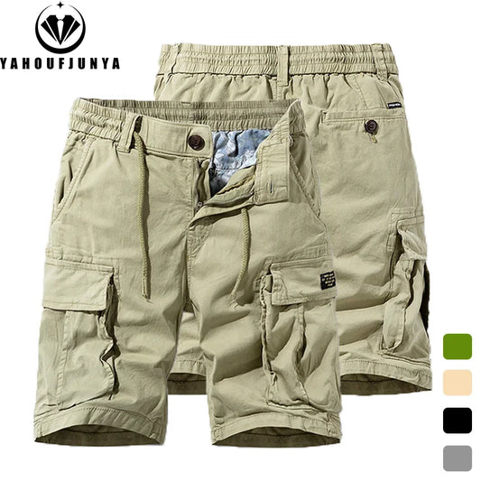 Men's Summer Outdoor Leisure Soft Cotton Shorts Drawstring Buttons