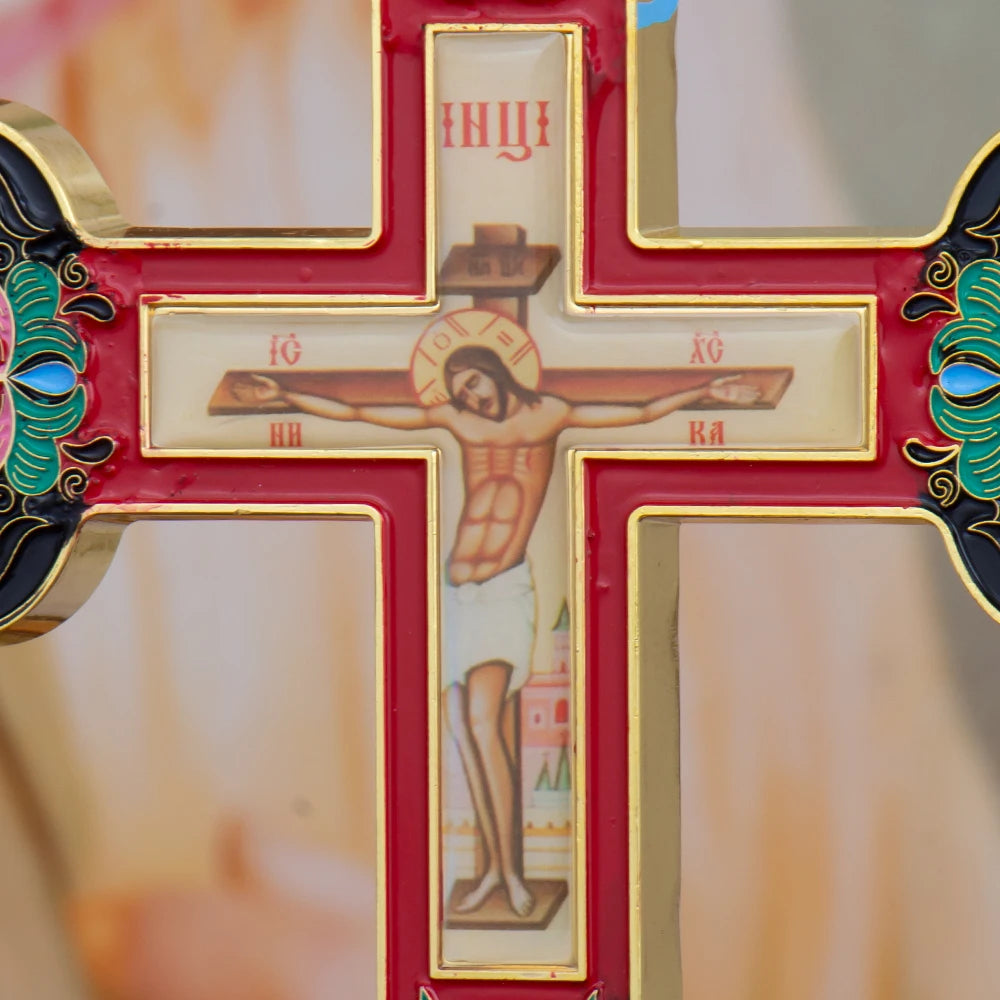 Orthodox golden cross Passion of Jesus church ornaments home altar decorations religious festival gifts