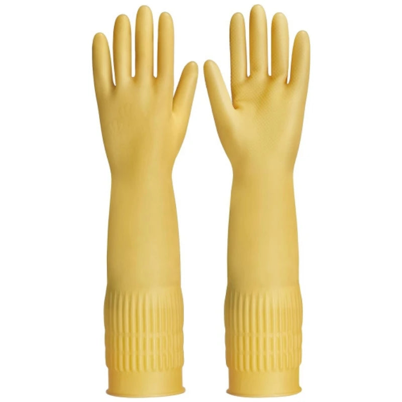 45CM Extra-Long Rubber Cleaning Gloves Non-Slip Reuseable Kitchen Washing Tools for Household Bathroom Dishwashing Latex Gloves