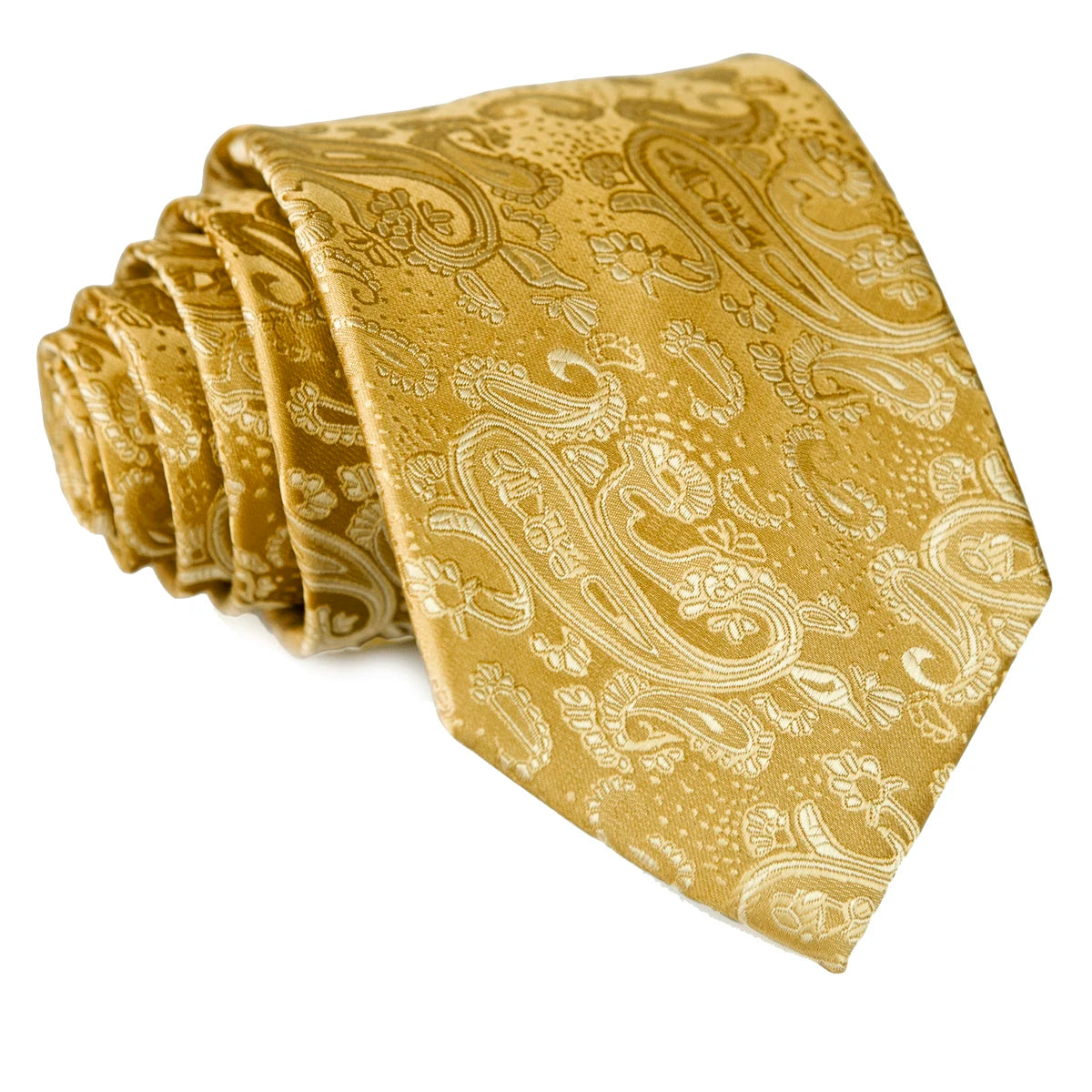 Solid Floral Paisley Yellow Gold Men's Ties Neckties 100% Silk Jacquard Woven Tie Sets Pocket Square Party Wedding