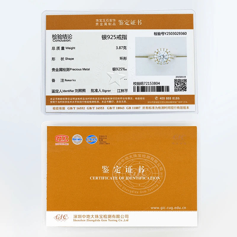 Lnngy 8mm 2ct Moissanite Halo Ring Certified 925 Sterling Silver Engagement Rings For Women Girls Wedding Party Jewelry Gift