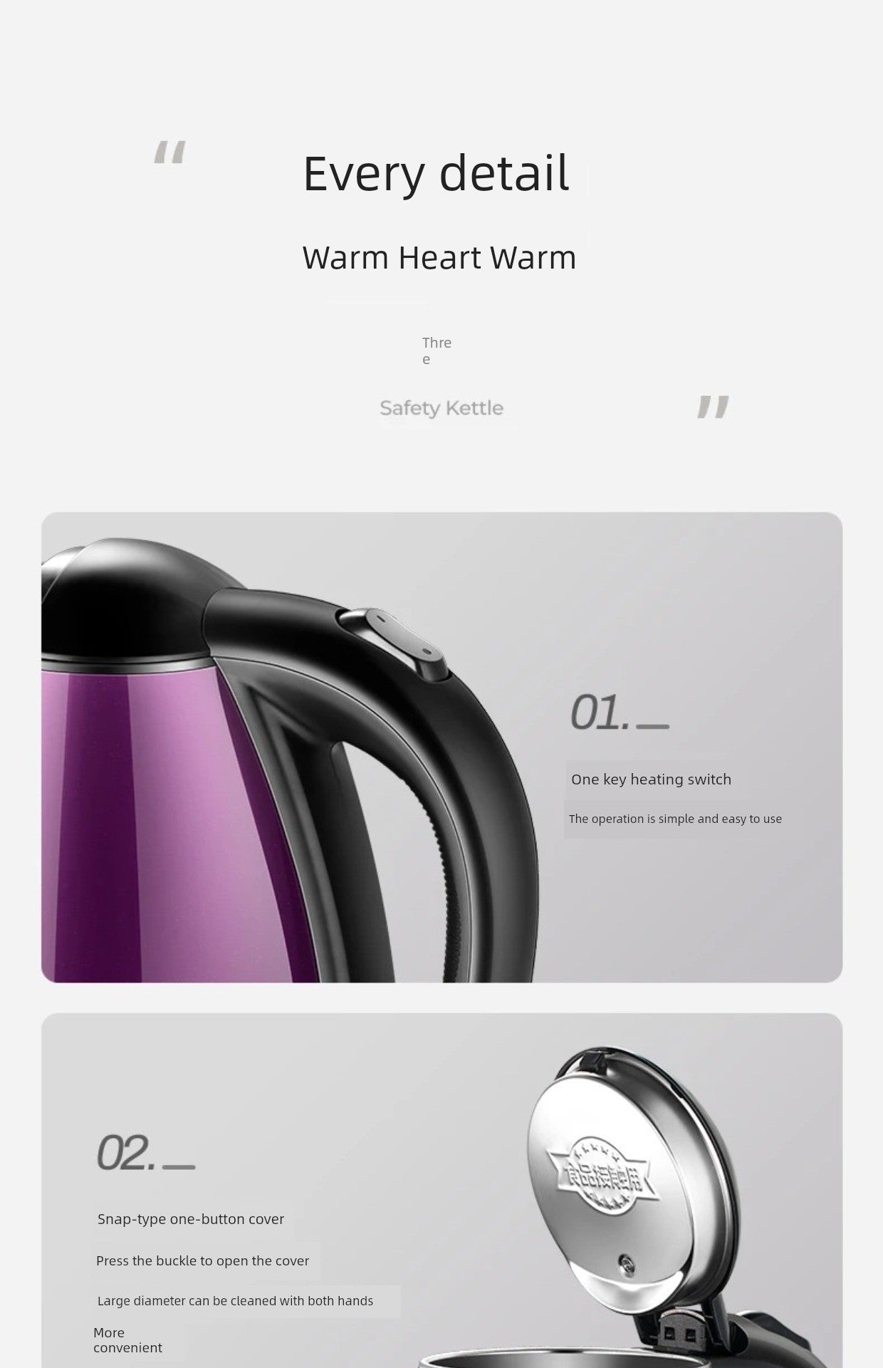 Positive Hemisphere 2L Electric Kettle Oven Mitts 304 Stainless Steel Automatic Power off and Food Grade