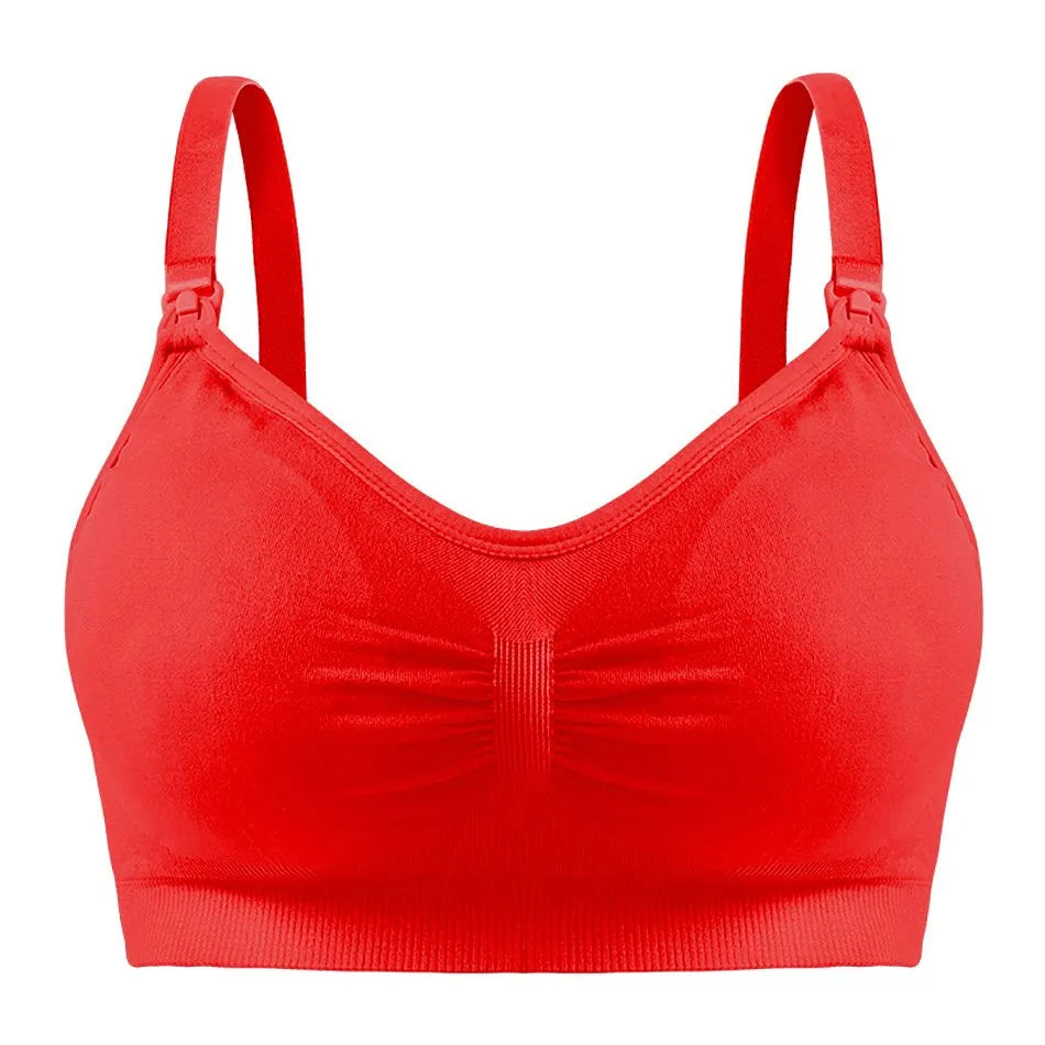 Breastfeeding Bra Upper Buckle Wirefree Seamless Postpartum Removable Chest Pad