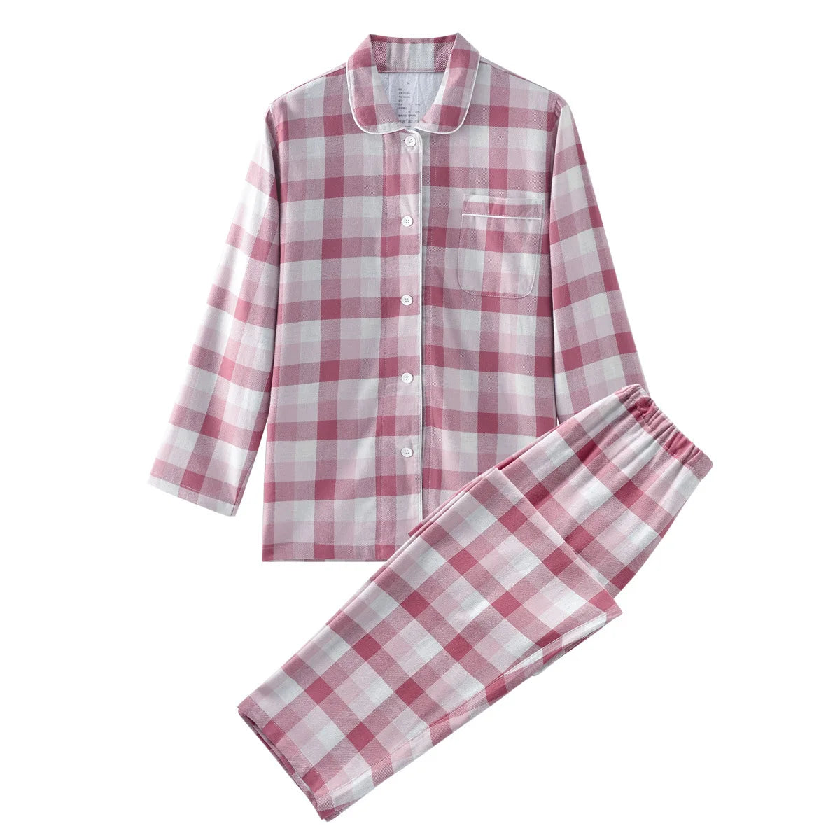 Cotton Flannel Plaid Men's & Women's High-quality Patterned Thick Pajamas for Autumn and Winter
