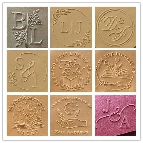 Custom Initials Embosser stamp,Book Embosser Personalized Wedding Embossing Stamp, Address Stamp, Form the Library Embosser