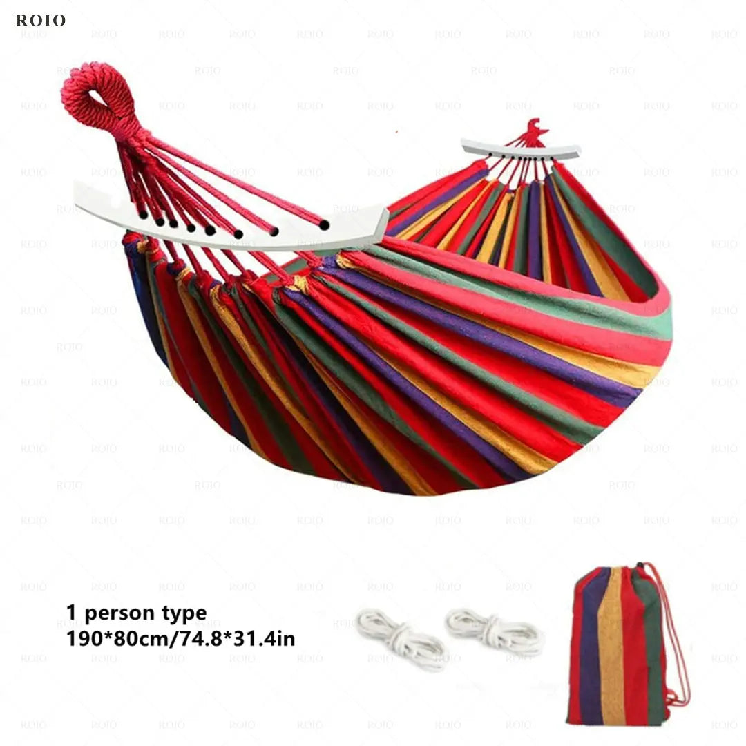 Outdoor Camping Hammock Thickened Durable Fabric Canvas with Bag