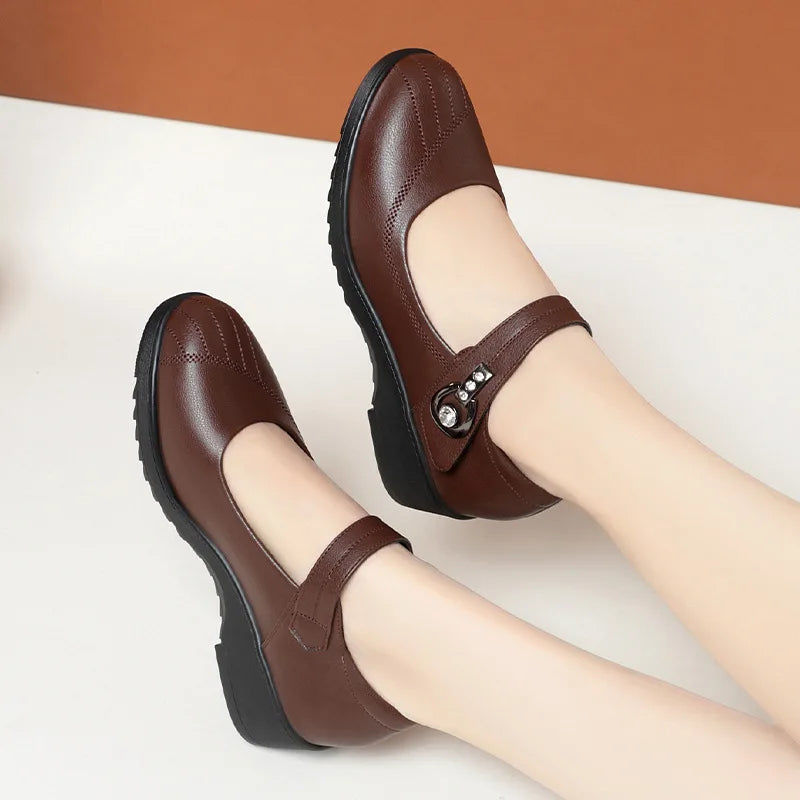 Women's Wedge Anti-slip Comfortable Soft Leather Shoes