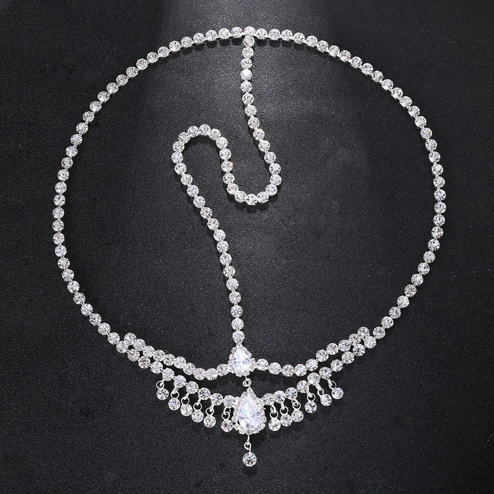 Vintage Rhinestone Head Chain Forehead Headband Indian African Bohemian Hair Accessories Crystal Fringe Tiara Headdress