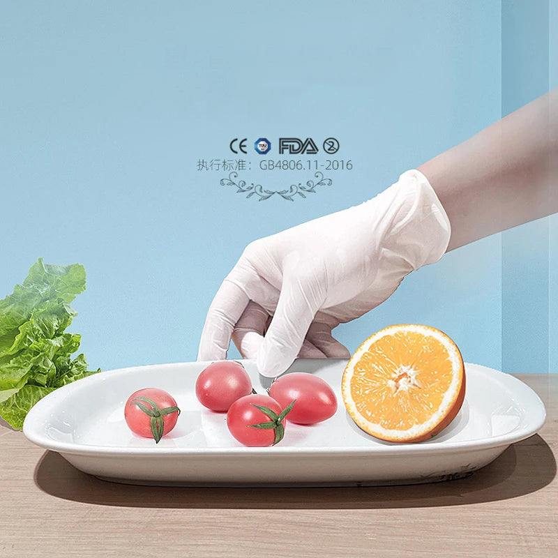S/M/L/XL White Disposable Nitrile Gloves Latex Free Powder Free Waterproof Wear Resistant Gloves for  Dishwashing Gardeni