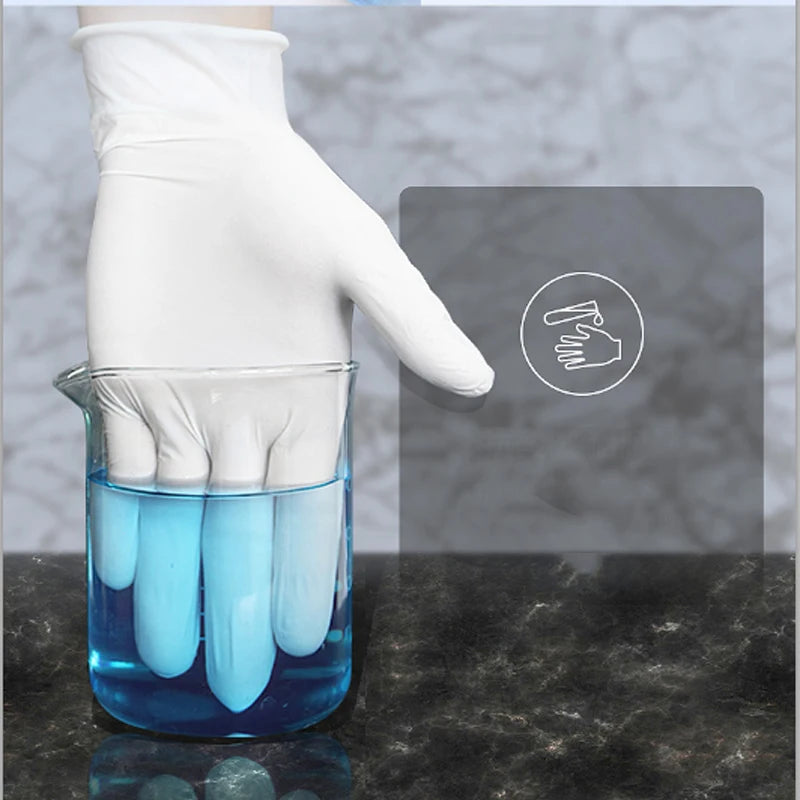 S/M/L/XL White Disposable Nitrile Gloves Latex Free Powder Free Waterproof Wear Resistant Gloves for  Dishwashing Gardeni