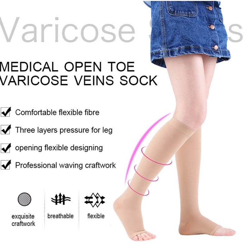 5 Pairs Compression Socks Women Medical Varicose Socks Diabetes Nurse Sports Socks Running Bicycle Basketball Football 20-30mmgh
