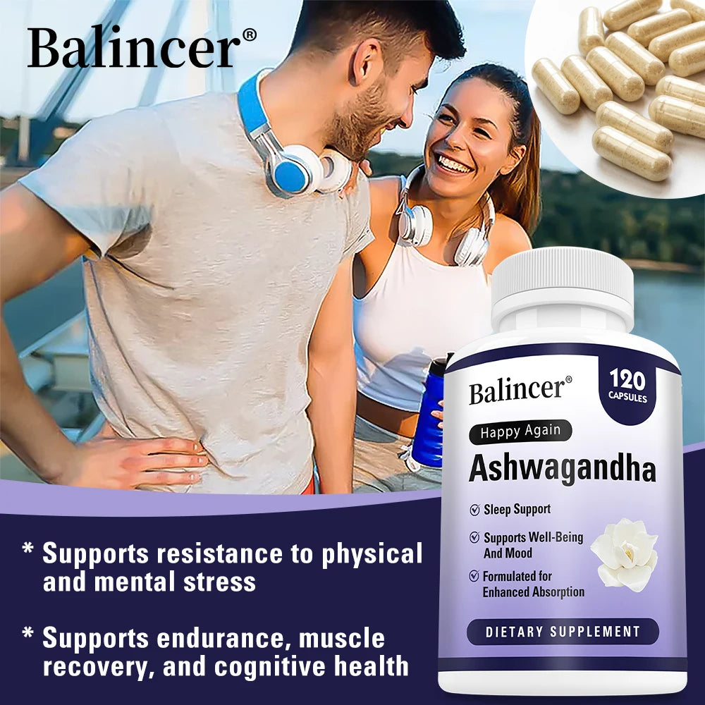 Ashwagandha Supplement-Improve Sleep Health,Antioxidant,Improve Concentration,Enhance Brain Power,Replenish Energy-120 Capsules