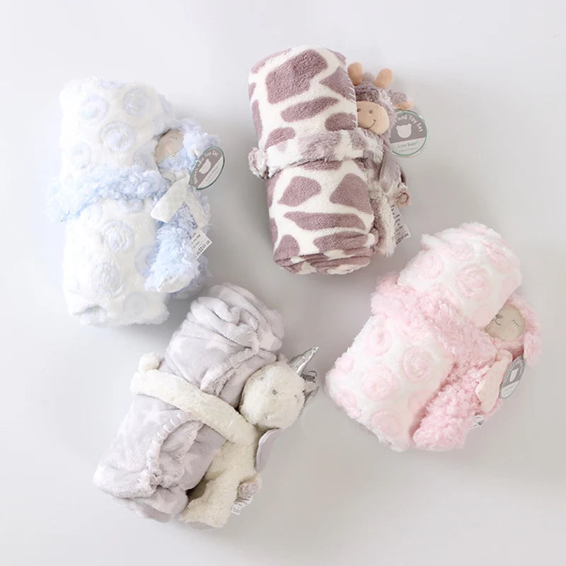 2 Piece Plush 75*100cm Baby Security Sleep Blanket 6 Style Stuffed Animal Set Pink Bunny Newborn Baby Gift