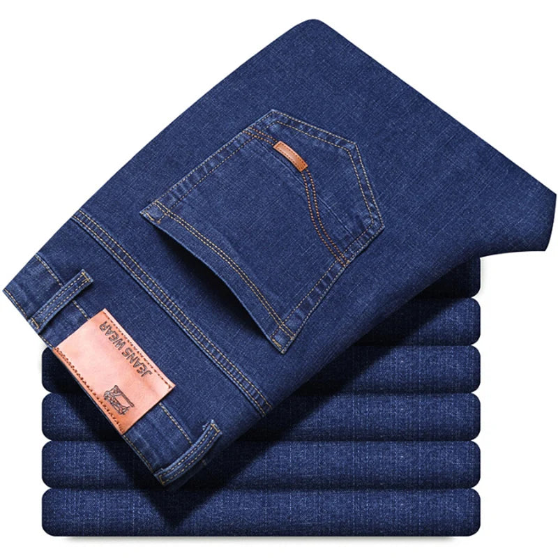 Men's Jeans Classic Style Casual Stretch Slim Denim Pants Trousers