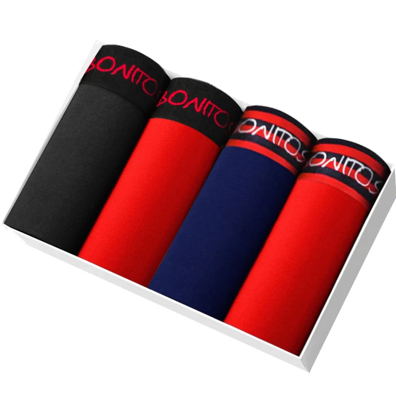 4Pcs Men's Cotton Underpants Sexy Boxers