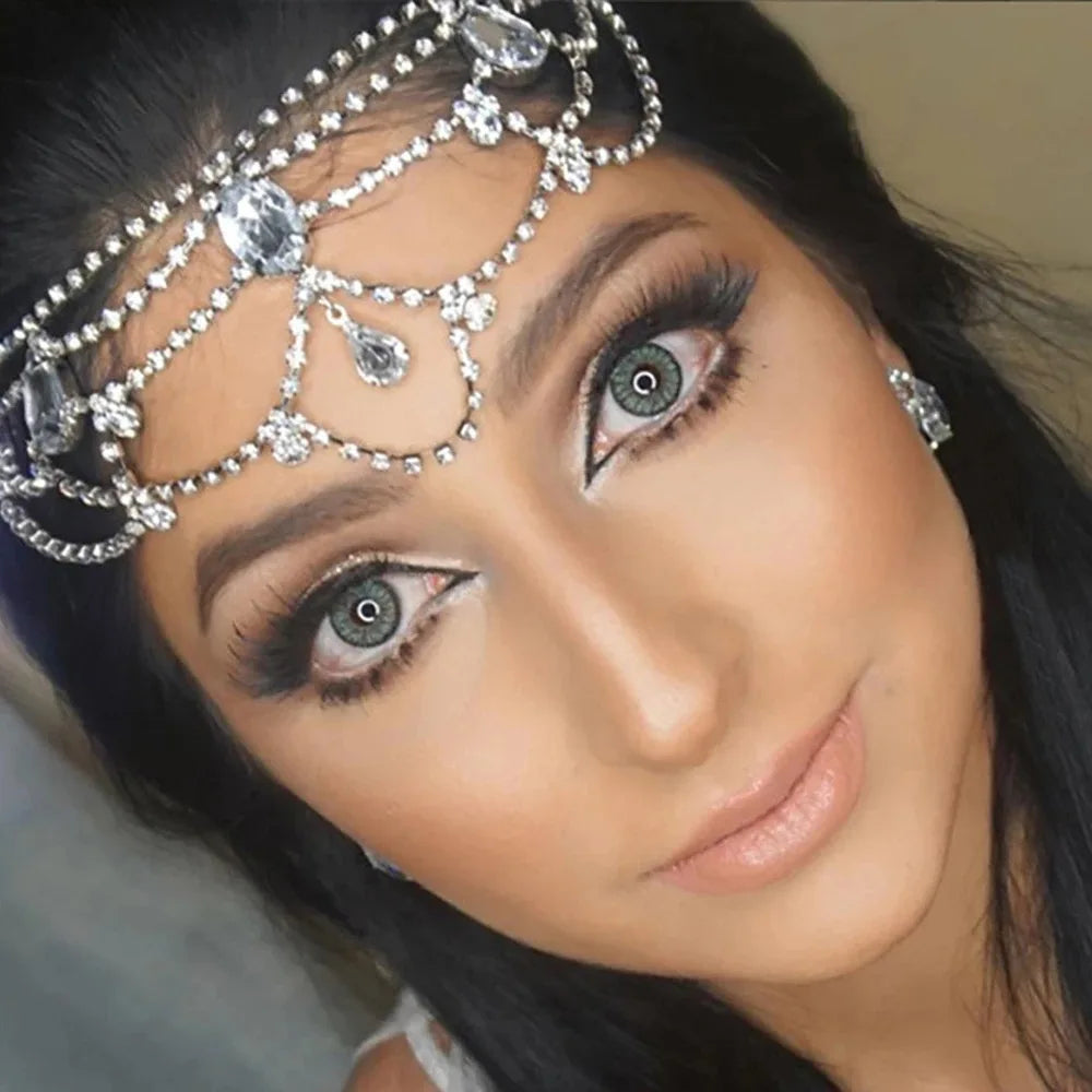 Vintage Rhinestone Head Chain Forehead Headband Indian African Bohemian Hair Accessories Crystal Fringe Tiara Headdress