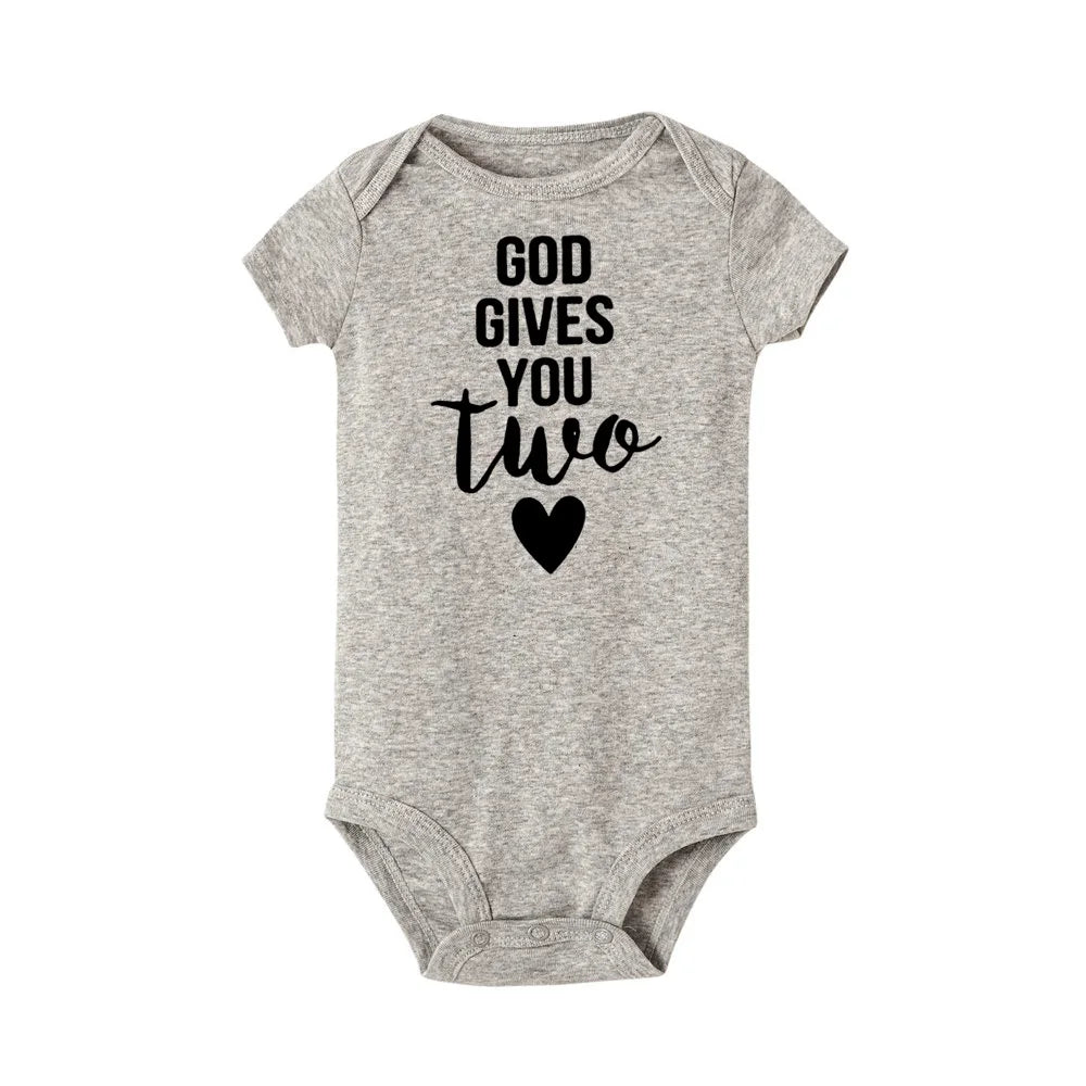 Twins Summer Newborn Baby Bodysuit Short Sleeve Unisex Boy Girls Jumpsuit