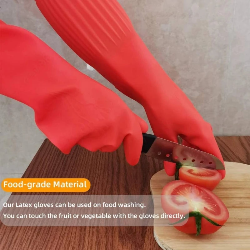 45CM Extra-Long Rubber Cleaning Gloves Non-Slip Reuseable Kitchen Washing Tools for Household Bathroom Dishwashing Latex Gloves