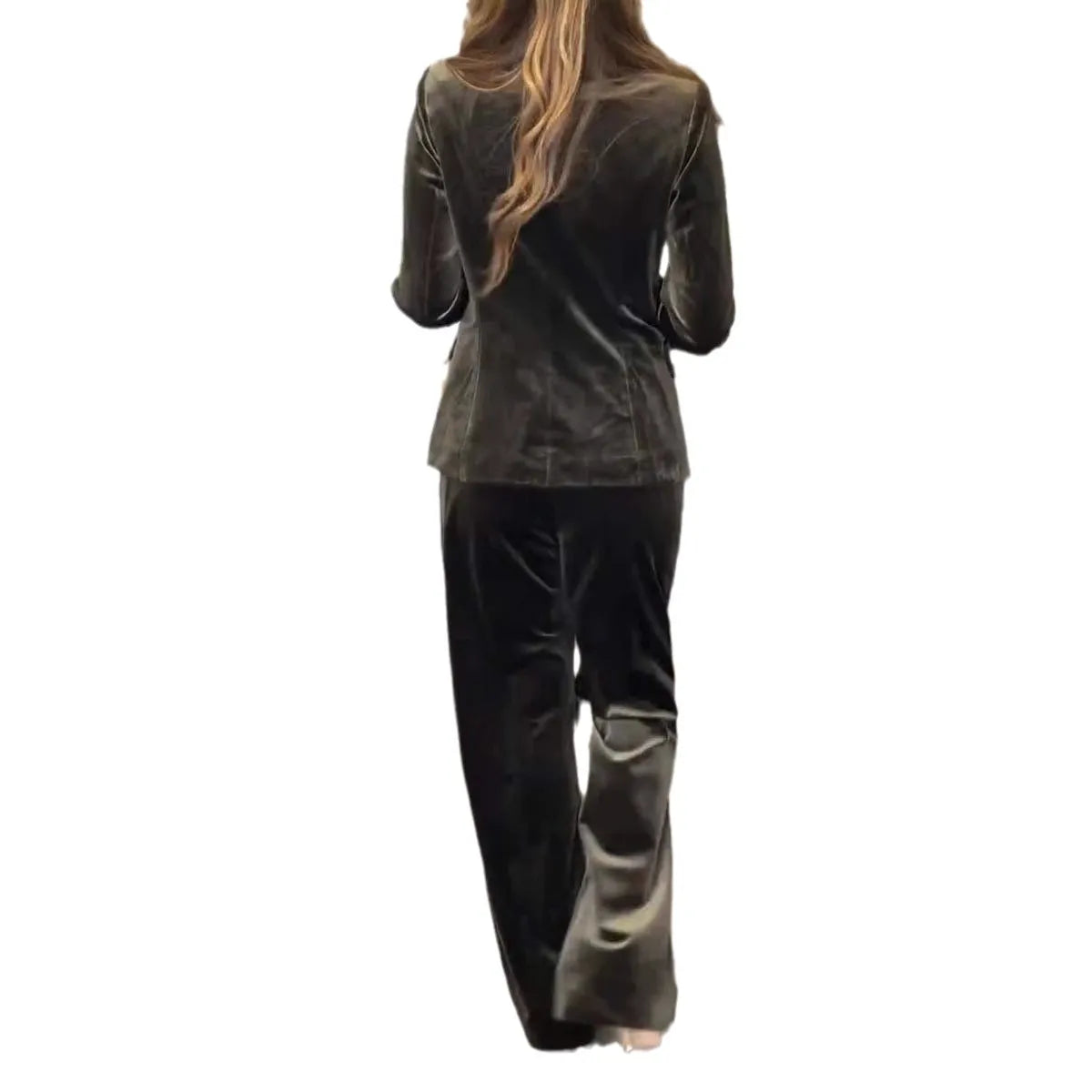 Women Autumn Velvet Two Piece Sets Pant &Suits Blazer