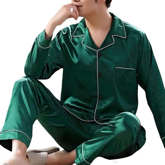 Pajama Sets For Men's Satin Silk