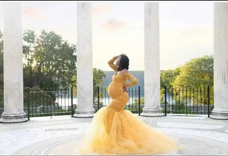 Sexy Lace Off shoulder Pregnancy Dress Photography Props Maxi Gown
