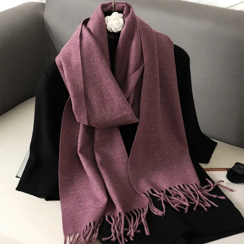 Color Solid Women Winter Scarf Warm Thicken Cashmere Shawl