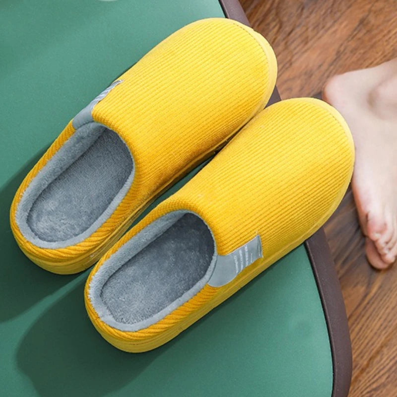 Cotton women slippers autumn & winter home indoor warm plush non-slip thick-soled