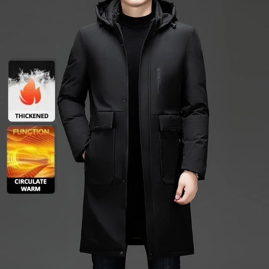 Long Thick Winter Hooded Parka Jacket Heavy Windbreaker Outdoor Windproof Coats Outerwear