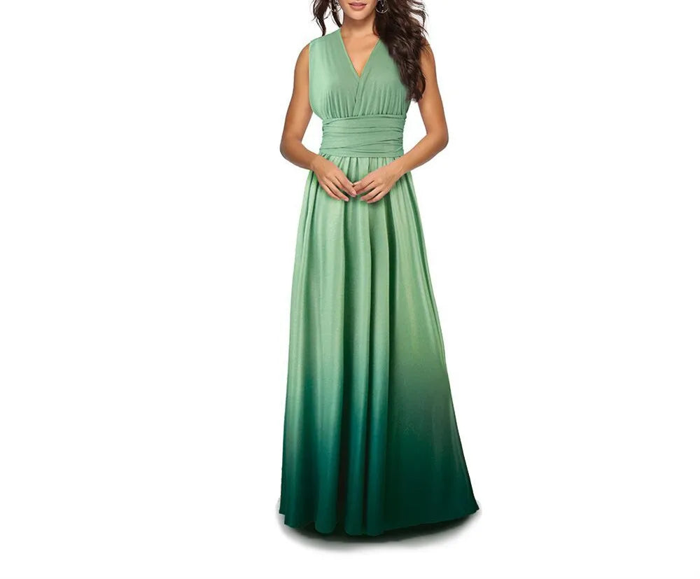 Multicolor Color Maxi Dress for Women Wrap Convertible Cross Bandage Sexy Backless