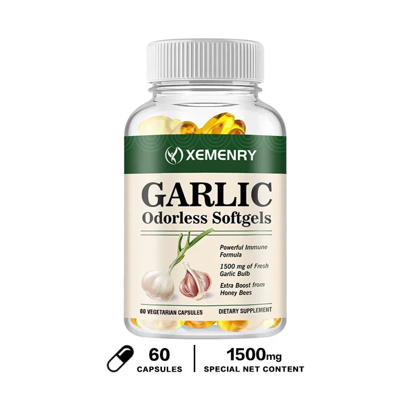 Odorless Garlic Capsules - Balance Cholesterol Levels, Support Heart and Cardiovascular Health