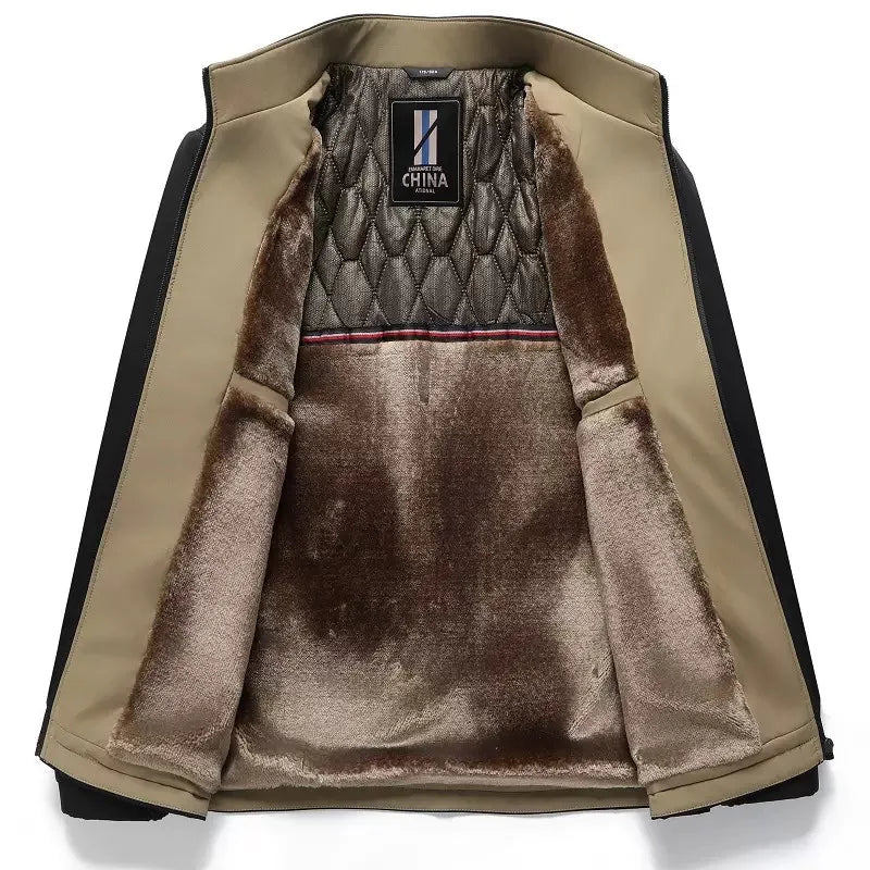 Winter Men's Sport Windproof Color Plus Velvet Thick Warm Jacket Large Size L-4XL