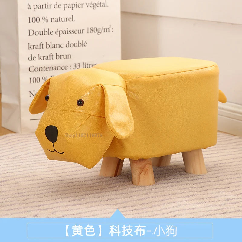 Real Wood Low Stools Creative Animal Elephant Cartoon Family Change Shoe taburete Small Stool ottomans Lovely pouf