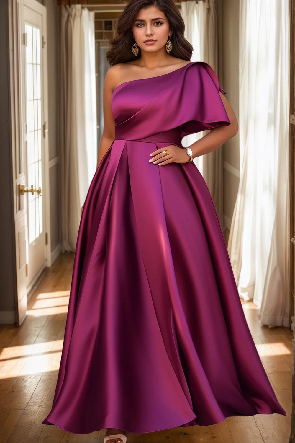 A-Line Elegant Wedding Guest Cocktail Maxi Dress Off Shoulder Formal Dress