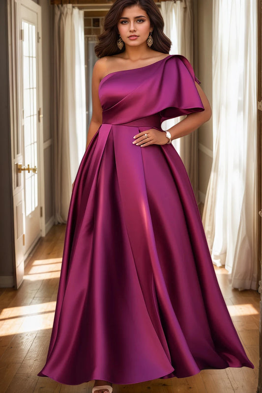 A-Line Elegant Wedding Guest Cocktail Maxi Dress Off Shoulder Formal Dress