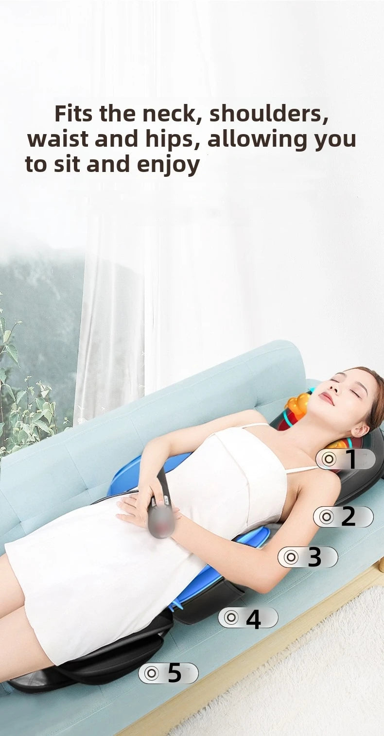 3D Massage cushion Shiatsu Neck & Back with Heat Full Back Rolling Massage Chair Pad with Height Adjustment Airbags Waist Hips