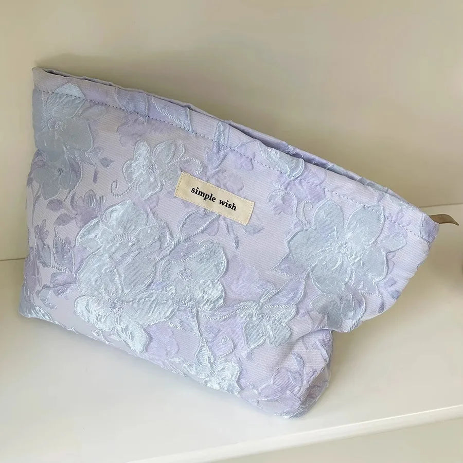 Fashion Floral Print Zipper Cosmetic Bag Travel Essentials Organizer Makeup Toiletry Pouch Portable Women's Makeup Bag