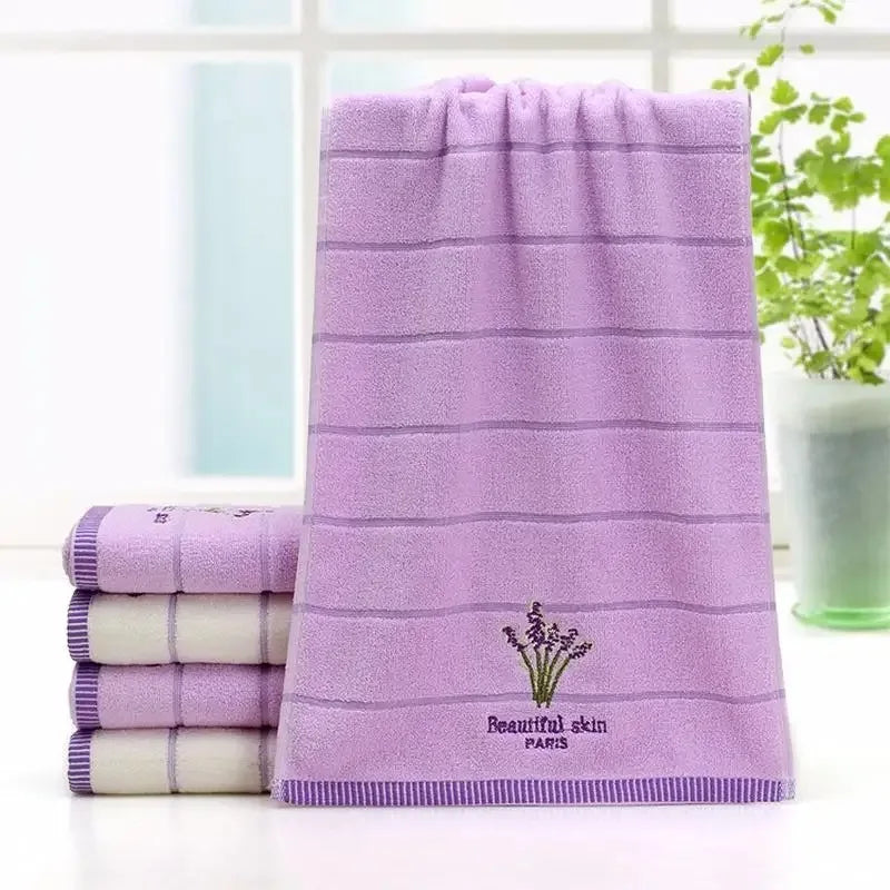High-quality pure cotton embroidered bath towel, lavender scented, soft, quick-drying, highly absorbent hand towel/face towel