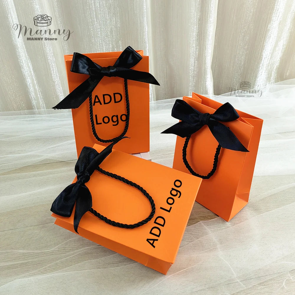 10 Pcs Custom Logo Gift Bag Packaging Box For Small Businesses Valentines Day Paper Bag Favors Boxes Wedding Birthday Flower