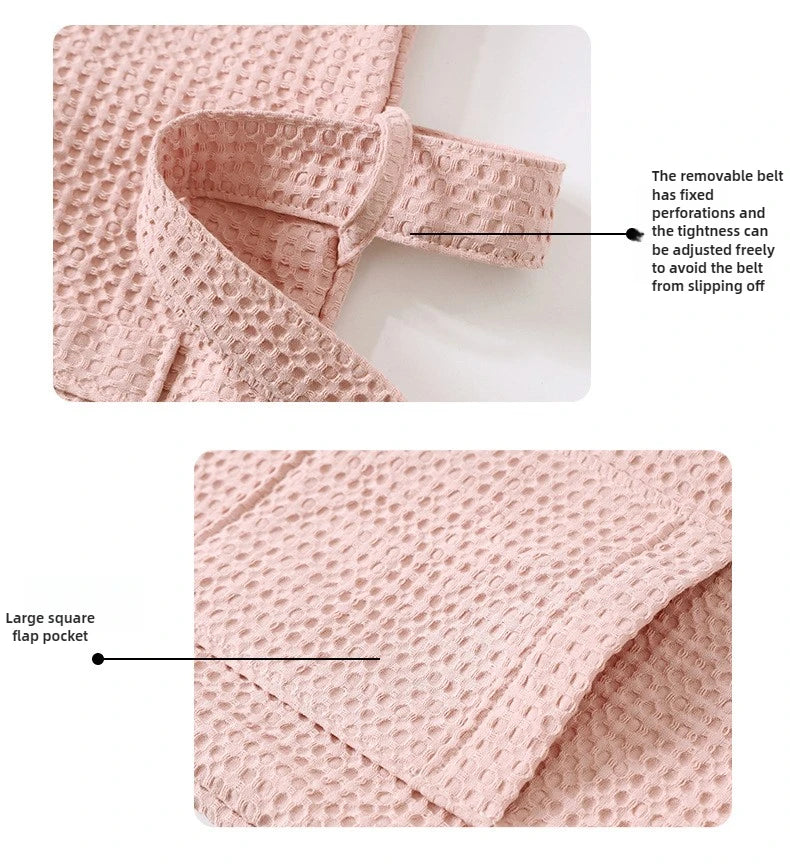 Solid Color Cotton Spring and Autumn Waffle Couples Mid-long Yukata Bathrobe Homestay Hotel Couple Soft Bathrobes