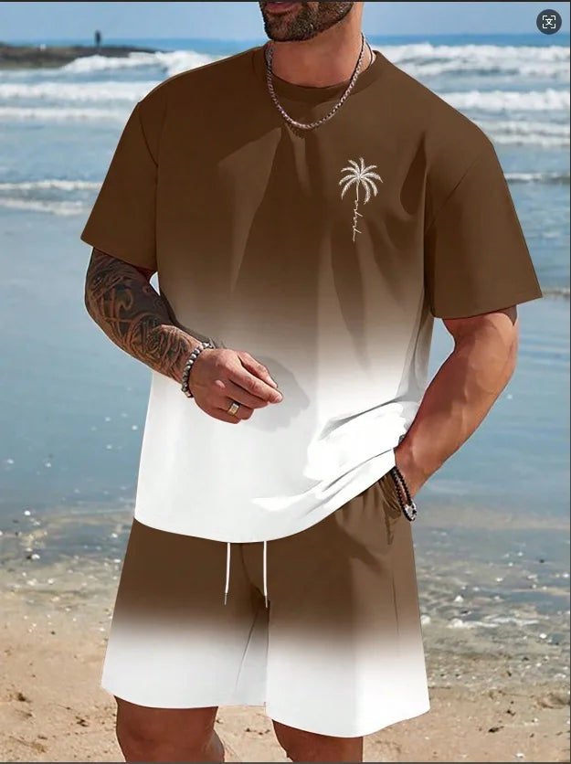 Soft and comfortable Beach Short Sleeved Shirt with Casual Short Set