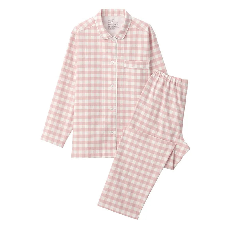 Cotton Flannel Plaid Men's & Women's High-quality Patterned Thick Pajamas for Autumn and Winter