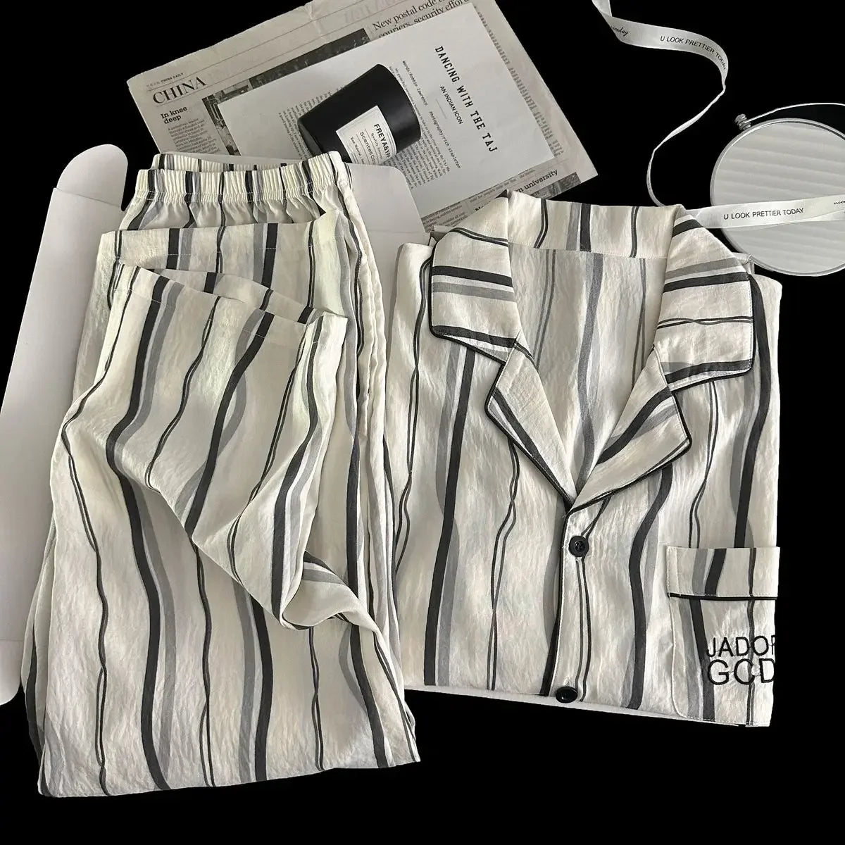 Men Spring Cloud Cotton Pajama Set Sleepwear